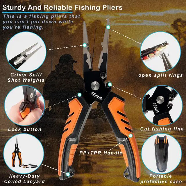 Alt view image 2 of 6 - 7 PCS Complete Fishing Tools Set, Fish Lip Gripper with Scale, Fishing Pliers, Hook Remover, Line Cutter & Scissors, Corrosion Resistant for Saltwater Freshwater Kayak Ice Fishing