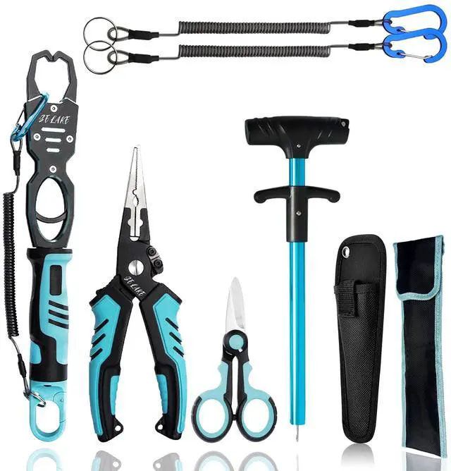 Main image of 7 PCS Complete Fishing Tools Set, Fish Lip Gripper with Scale, Fishing Pliers, Hook Remover, Line Cutter & Scissors, Corrosion Resistant for Saltwater Freshwater Kayak Ice Fishing