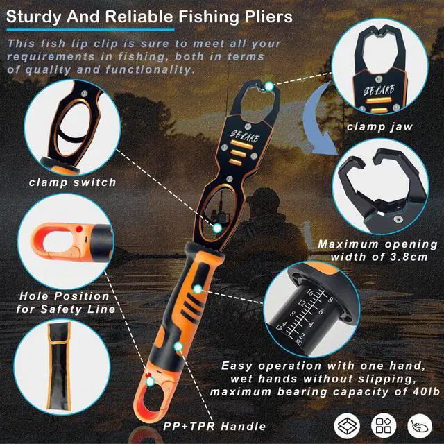 Alt view image 3 of 6 - 7 PCS Complete Fishing Tools Set, Fish Lip Gripper with Scale, Fishing Pliers, Hook Remover, Line Cutter & Scissors, Corrosion Resistant for Saltwater Freshwater Kayak Ice Fishing