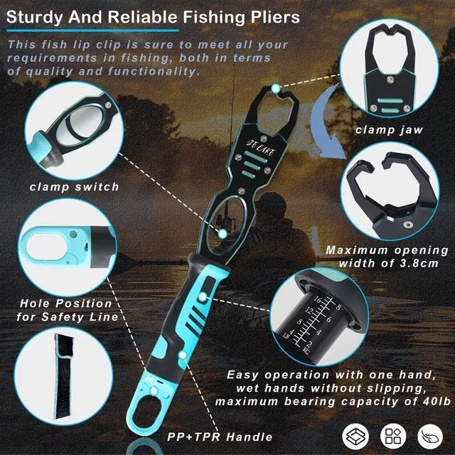 Alt view image 3 of 6 - 7 PCS Complete Fishing Tools Set, Fish Lip Gripper with Scale, Fishing Pliers, Hook Remover, Line Cutter & Scissors, Corrosion Resistant for Saltwater Freshwater Kayak Ice Fishing