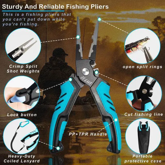 Alt view image 2 of 6 - 7 PCS Complete Fishing Tools Set, Fish Lip Gripper with Scale, Fishing Pliers, Hook Remover, Line Cutter & Scissors, Corrosion Resistant for Saltwater Freshwater Kayak Ice Fishing