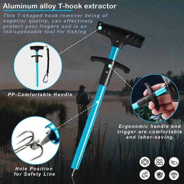 Alt view image 4 of 6 - 7 PCS Complete Fishing Tools Set, Fish Lip Gripper with Scale, Fishing Pliers, Hook Remover, Line Cutter & Scissors, Corrosion Resistant for Saltwater Freshwater Kayak Ice Fishing