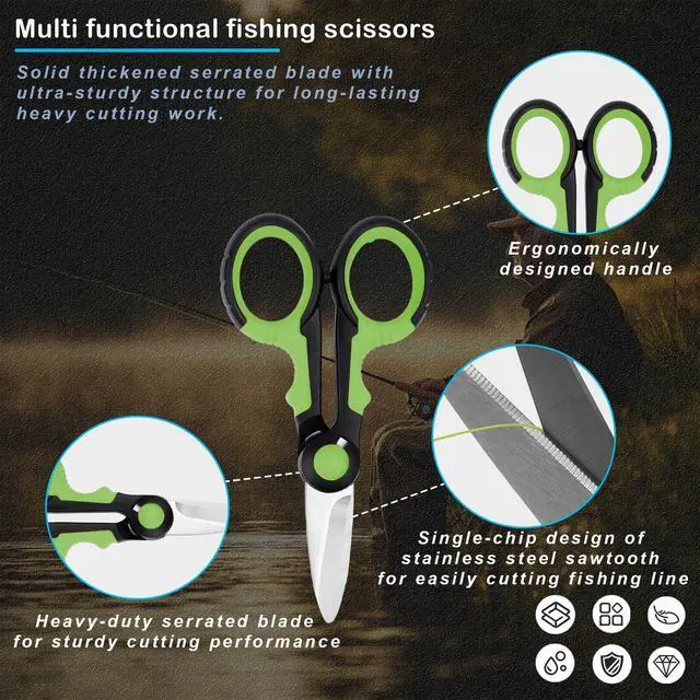 Alt view image 5 of 6 - 7 PCS Complete Fishing Tools Set, Fish Lip Gripper with Scale, Fishing Pliers, Hook Remover, Line Cutter & Scissors, Corrosion Resistant for Saltwater Freshwater Kayak Ice Fishing