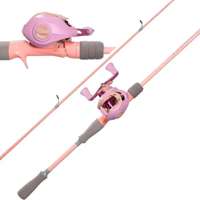 Main image of Fishing Rod and Reel Combo, Pink Color Baitcasting Combo Baitcast Reel, 2-Piece Baitcaster Rod, Durable Fiberglass with Comfortable EVA Handle for Girl, Woman, or Beginner
