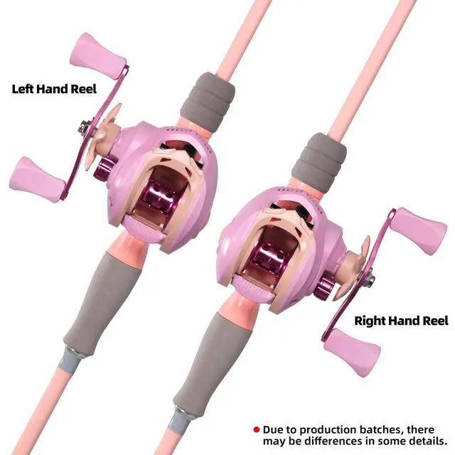 Alt view image 6 of 6 - Fishing Rod and Reel Combo, Pink Color Baitcasting Combo Baitcast Reel, 2-Piece Baitcaster Rod, Durable Fiberglass with Comfortable EVA Handle for Girl, Woman, or Beginner