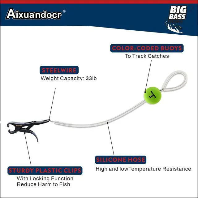 Alt view image 3 of 7 - Cull Tags for Bass Fishing, Fish Culling System with 6 Color-Coded Tags and Buoy Keeper, No Puncture Style Tournament Bass Fishing Accessories Fishing Gear for Tournament Angler
