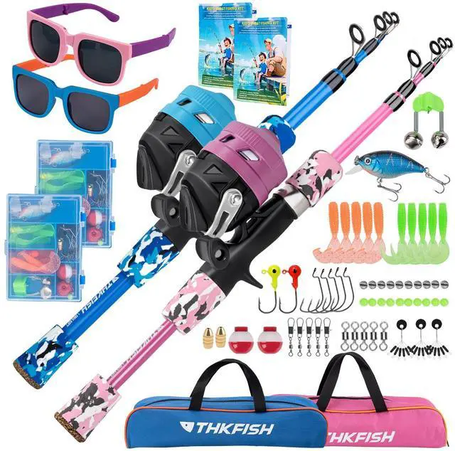Main image of Kids Fishing Pole Set, Telescopic Fishing Rod Reel Combo Kids Starter Kit with Lures Tackle Box, Foldable Stool and Portable Bag for Boys Girls Younth