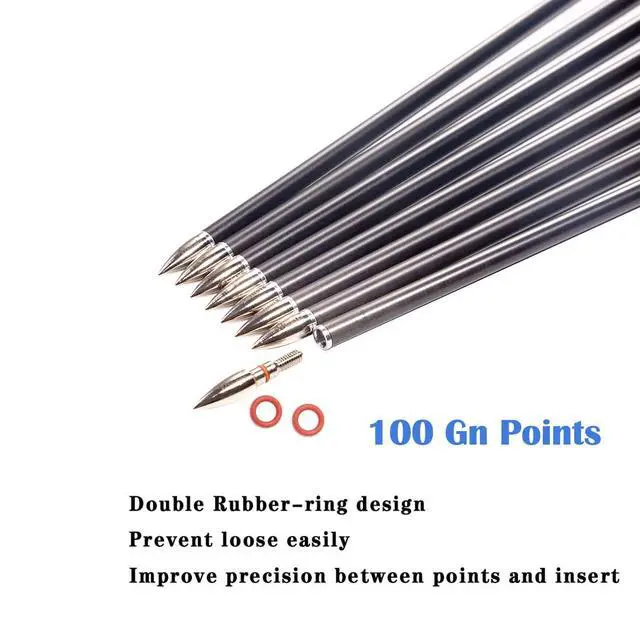 Alt view image 6 of 7 - Traditional Archery Carbon Feather Arrows 300 340 400 500 600 Spine 31 Inch for Recurve Compound Bow Longbow Hunting Targets Arrow 12PCS