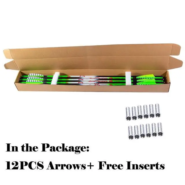 Alt view image 7 of 7 - Traditional Archery Carbon Feather Arrows 300 340 400 500 600 Spine 31 Inch for Recurve Compound Bow Longbow Hunting Targets Arrow 12PCS