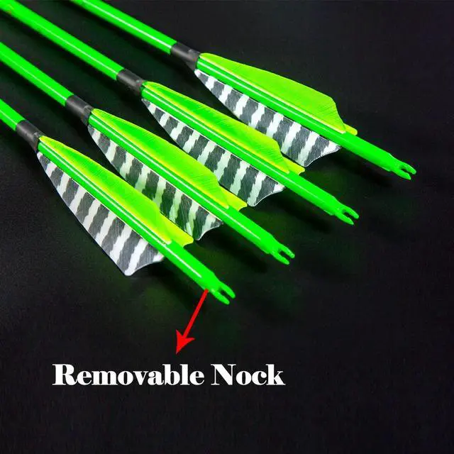 Alt view image 3 of 7 - Traditional Archery Carbon Feather Arrows 300 340 400 500 600 Spine 31 Inch for Recurve Compound Bow Longbow Hunting Targets Arrow 12PCS