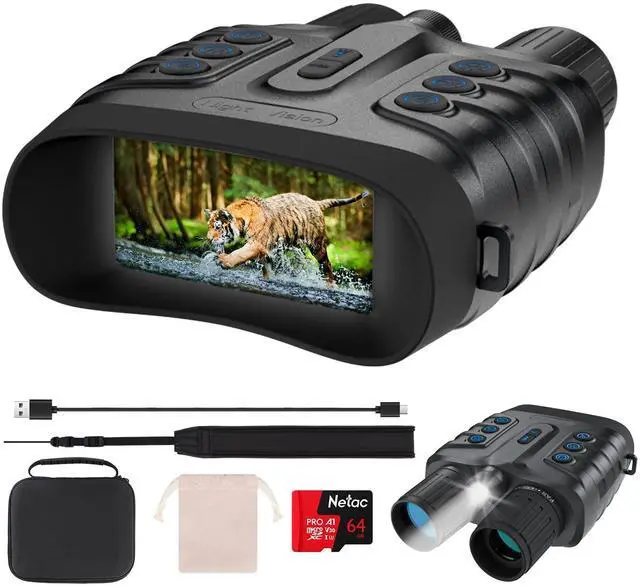 Main image of Night Vision Goggles,4K Full-Color Night Vision Binoculars for Adults with 3" HD Screen, 10000mAh Battery & 1968FT Night Vision Range,64GB Card,850nm Infrared,8X Zoom, Ideal for Camping & Hiking