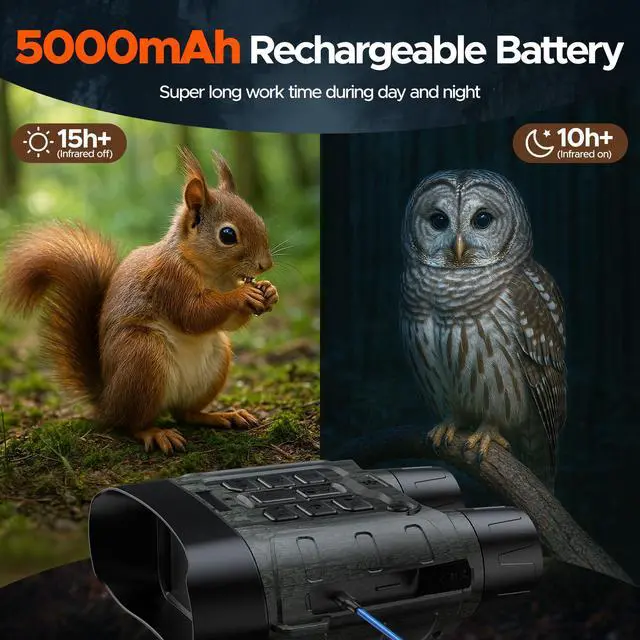 Alt view image 5 of 7 - Night Vision Goggles - 112MP Night Vision Binoculars for Adults, 4K Infrared Digital Night Vision with with 64GB Card, Tactical Military Grade for Camping Wildlife Security