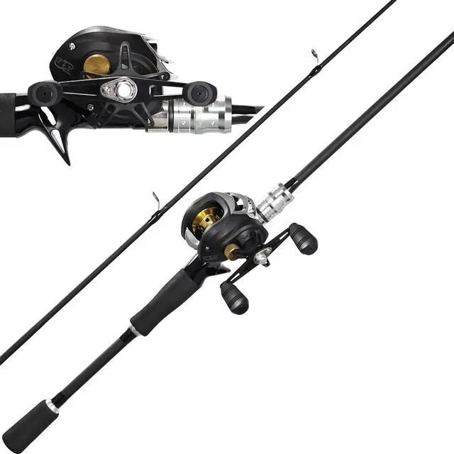 Main image of Fishing Rod and Reel Combo, Black Color Baitcasting Combo Baitcast Reel, 2-Piece Baitcaster Rod, Durable Fiberglass with Comfortable EVA Handle