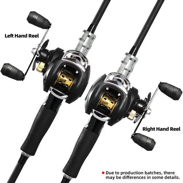 Alt view image 6 of 6 - Fishing Rod and Reel Combo, Black Color Baitcasting Combo Baitcast Reel, 2-Piece Baitcaster Rod, Durable Fiberglass with Comfortable EVA Handle