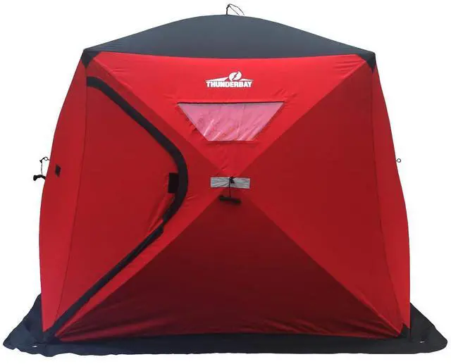 Main image of Ice Cube Series Pop-Up 3-4 Person Wide Bottom Ice Fishing Shelter, 39-56 Square Feet of Fishable Area, Portable 3-4 Person Ice Shanty