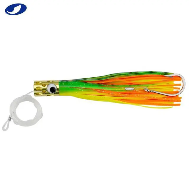 Alt view image 4 of 7 - Saltwater Trolling Lures Set, Offshore Fishing Lure Rigged Circle Hook & 6 in/9 in Hoochie Octopus/Squid Skirts for Catching Mahi, Tuna, Wahoo and Big Game Fishes