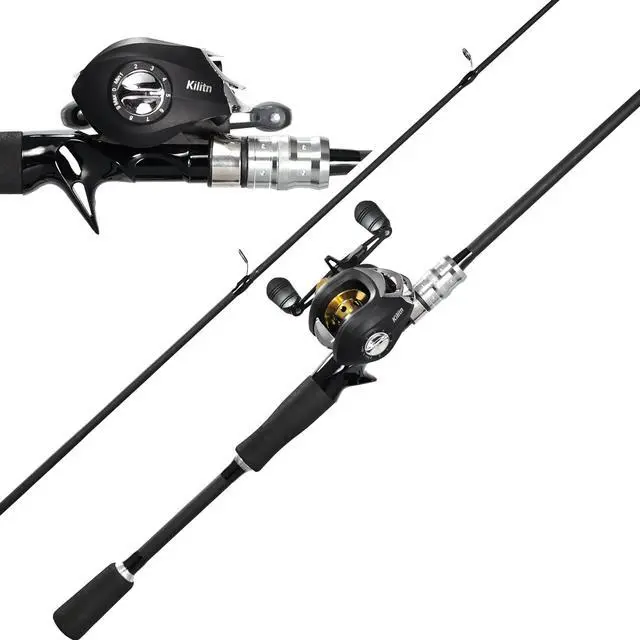 Main image of Fishing Rod and Reel Combo, Black Color Baitcasting Combo Baitcast Reel, 2-Piece Baitcaster Rod, Durable Fiberglass with Comfortable EVA Handle