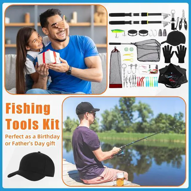 Alt view image 4 of 7 - Telescopic Fishing Rod and Reel Combo 2 Pcs Collapsible Fishing Pole Kit with Plier Lip Gripper Lures Carrier Bag Pre-Loaded Spinning Reel for Beginner Men Travel Saltwater Freshwater