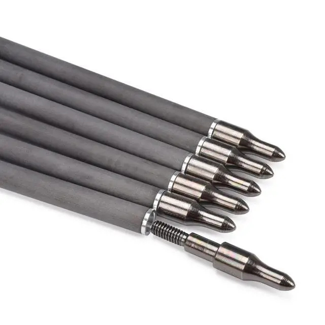 Alt view image 2 of 7 - Pure Carbon Arrows 600 700 Spine 30 Inch Turkey Feather Fletching Screw in Field Points Targeting Hunting for Traditional Long Bow Recurve Bow Compound Bow