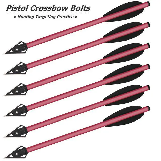 Alt view image 4 of 6 - Mini Crossbow Bolts Aluminium Crossbow Arrows 6.3" Sharp Broadhead Tips Hunting Arrows for 50-80lbs Mini Crossbow Archery Pistol-Hunting Shooting Target Practice