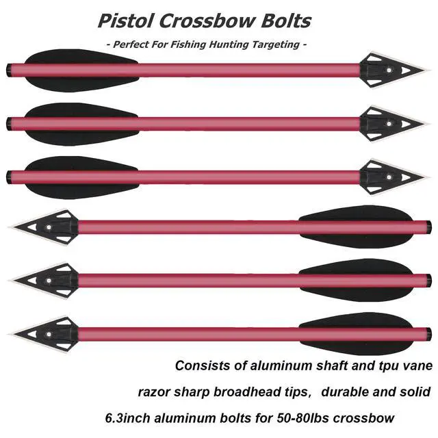 Alt view image 5 of 6 - Mini Crossbow Bolts Aluminium Crossbow Arrows 6.3" Sharp Broadhead Tips Hunting Arrows for 50-80lbs Mini Crossbow Archery Pistol-Hunting Shooting Target Practice