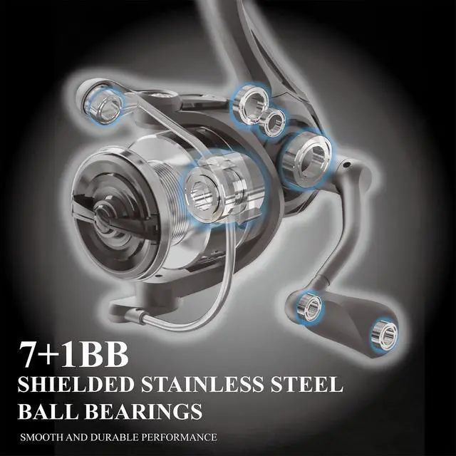 Alt view image 5 of 7 - Rhino Spinning Reel, UP to 22LBs Drag & 7+1 BB Fishing Reel, CNC Aluminum Spool & Ultra-Lightweight Handle, for Fresh and Saltwater, 6.2:1 High Speed Gear Ratio