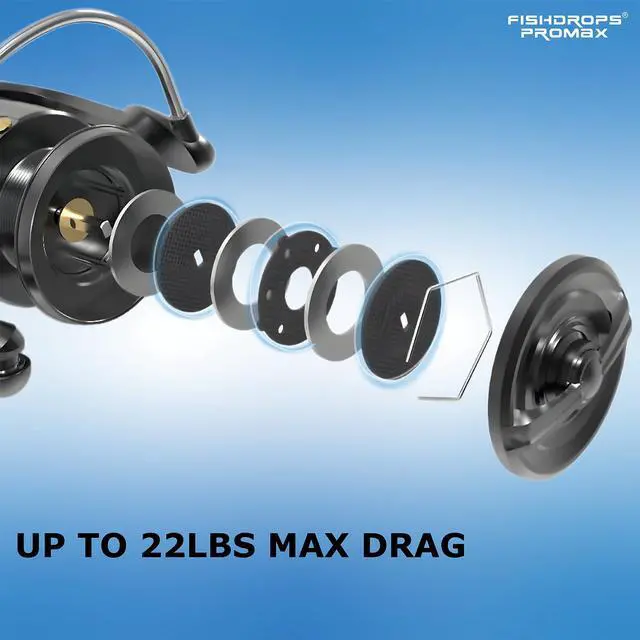 Alt view image 6 of 7 - Rhino Spinning Reel, UP to 22LBs Drag & 7+1 BB Fishing Reel, CNC Aluminum Spool & Ultra-Lightweight Handle, for Fresh and Saltwater, 6.2:1 High Speed Gear Ratio