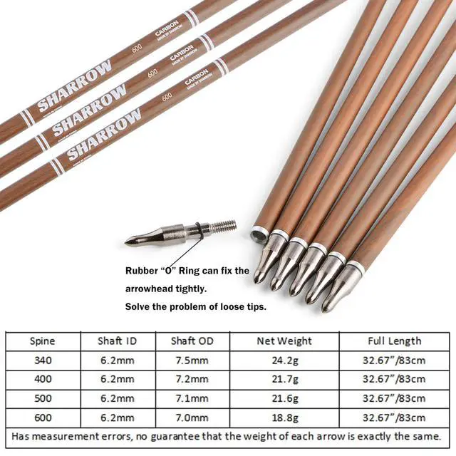 Alt view image 5 of 7 - 31" Carbon Arrows Spine 340 400 500 600 Archery Hunting Arrows with Natural Feather Removable Tips Targeting Arrows for Compound & Recurve & Traditional Bow 6/12pcs