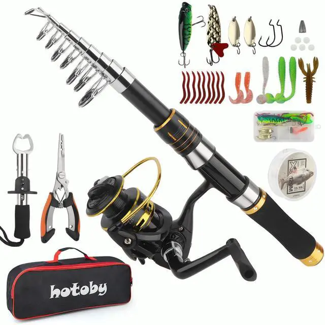 Main image of Fishing Pole Combo Set, 6.89ft Fishing Rod and Reel Combo, Carbon Fiber Telescopic Fishing Rod Kit with Spinning Reel, Fishing Pliers, Lip Gripper, Line, Lures for Beginner Angler