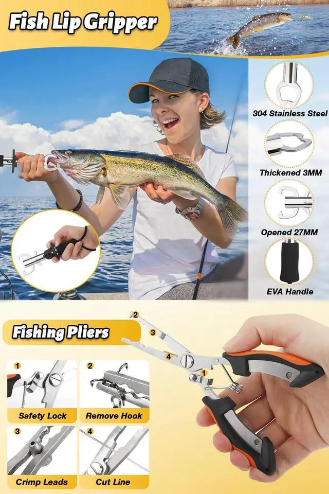 Alt view image 5 of 7 - Fishing Pole Combo Set, 6.89ft Fishing Rod and Reel Combo, Carbon Fiber Telescopic Fishing Rod Kit with Spinning Reel, Fishing Pliers, Lip Gripper, Line, Lures for Beginner Angler