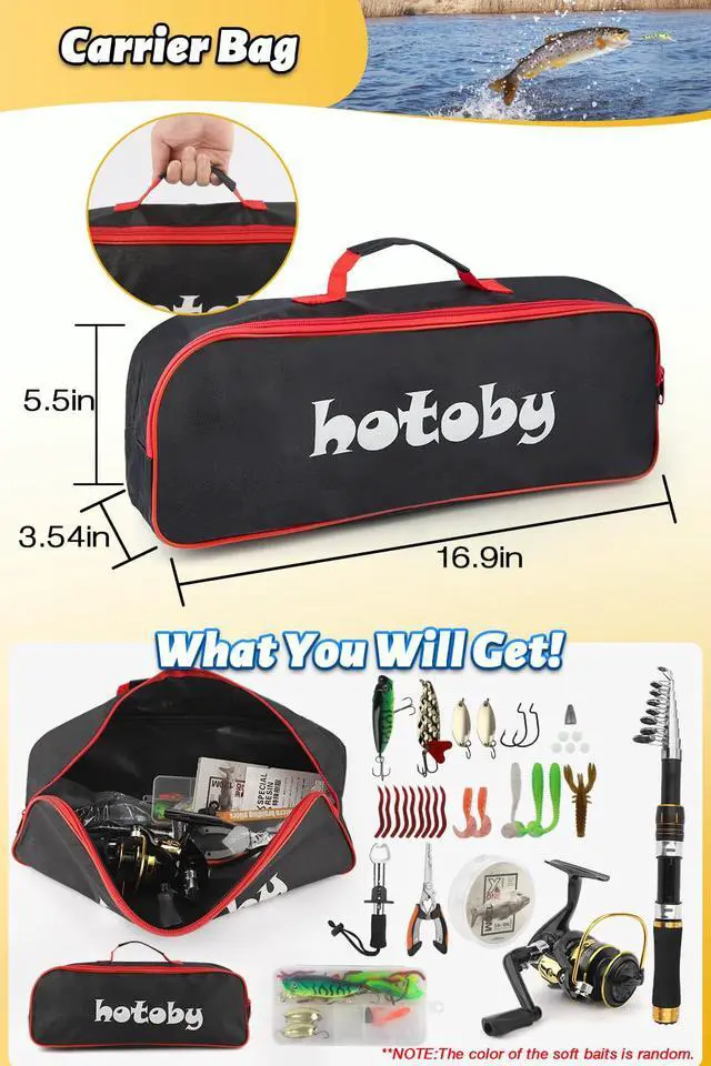 Alt view image 6 of 7 - Fishing Pole Combo Set, 6.89ft Fishing Rod and Reel Combo, Carbon Fiber Telescopic Fishing Rod Kit with Spinning Reel, Fishing Pliers, Lip Gripper, Line, Lures for Beginner Angler