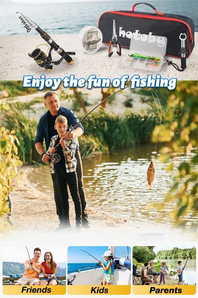 Alt view image 7 of 7 - Fishing Pole Combo Set, 6.89ft Fishing Rod and Reel Combo, Carbon Fiber Telescopic Fishing Rod Kit with Spinning Reel, Fishing Pliers, Lip Gripper, Line, Lures for Beginner Angler