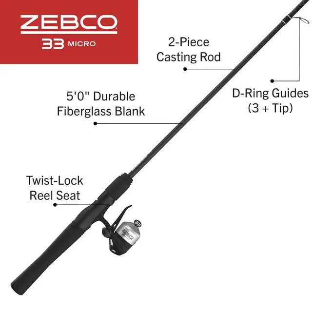Alt view image 2 of 7 - 33 Micro Spincast Reel and 2-Piece Fishing Rod Combo, 4.5-Foot Rod with Bonus Tackle Pack, QuickSet Anti-Reverse Fishing Reel with Bite Alert