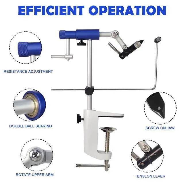 Alt view image 2 of 6 - TrueGrip Fly Tying Vise with 360° Rotary Function Smooth Ball Bearing System, Adjustable Tension, Durable Hook Jaws (Fits 26 to 4/0)