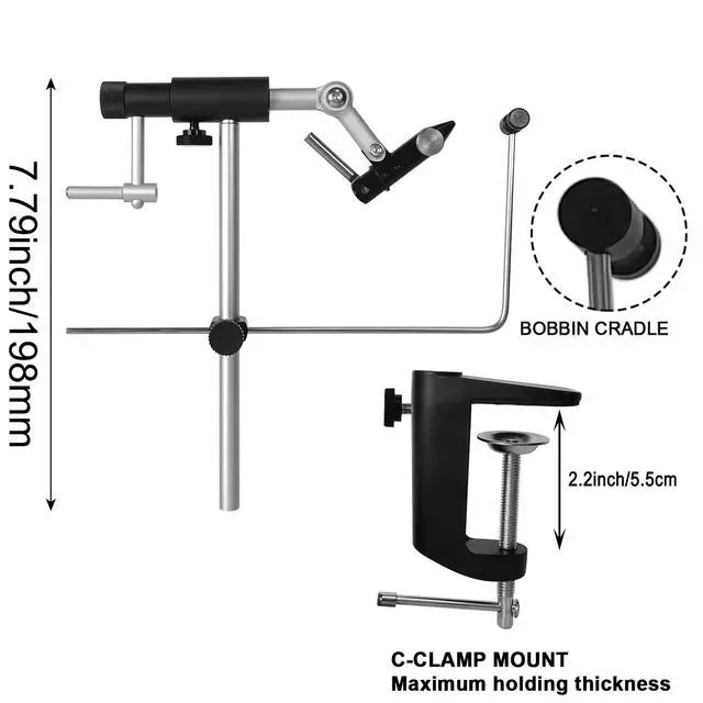Alt view image 3 of 6 - TrueGrip Fly Tying Vise with 360° Rotary Function Smooth Ball Bearing System, Adjustable Tension, Durable Hook Jaws (Fits 26 to 4/0)