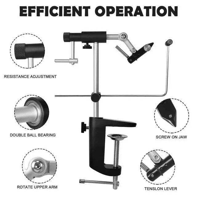 Alt view image 2 of 6 - TrueGrip Fly Tying Vise with 360° Rotary Function Smooth Ball Bearing System, Adjustable Tension, Durable Hook Jaws (Fits 26 to 4/0)