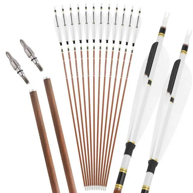 Alt view image 6 of 7 - 31" Carbon Arrows Spine 340 400 500 600 Archery Hunting Arrows with Natural Feather Removable Tips Targeting Arrows for Compound & Recurve & Traditional Bow 6/12pcs