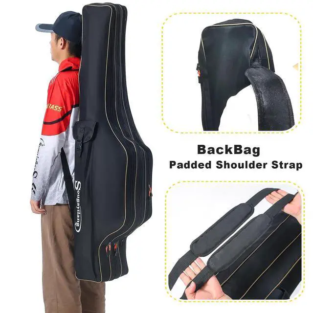 Alt view image 3 of 7 - Fishing Rod Case, 3 Layers Organizer Pole Storage Bag Fishing Rod and Reel Carrier Organizer for Travel-135cm/53in-Black