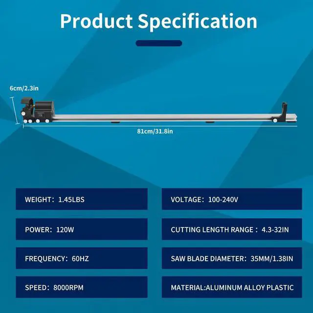 Alt view image 2 of 7 - Carbon Arrow Saw - 8000 RPM Electric Arrow Cutter, 4.3" to 32" Adjustable Pipe Tube Cutting Tool for Carbon, Aluminium & Fiberglass Arrows, DIY Archery Trimmer and Polisher