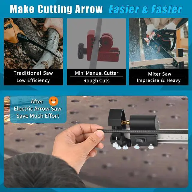 Alt view image 6 of 7 - Carbon Arrow Saw - 8000 RPM Electric Arrow Cutter, 4.3" to 32" Adjustable Pipe Tube Cutting Tool for Carbon, Aluminium & Fiberglass Arrows, DIY Archery Trimmer and Polisher