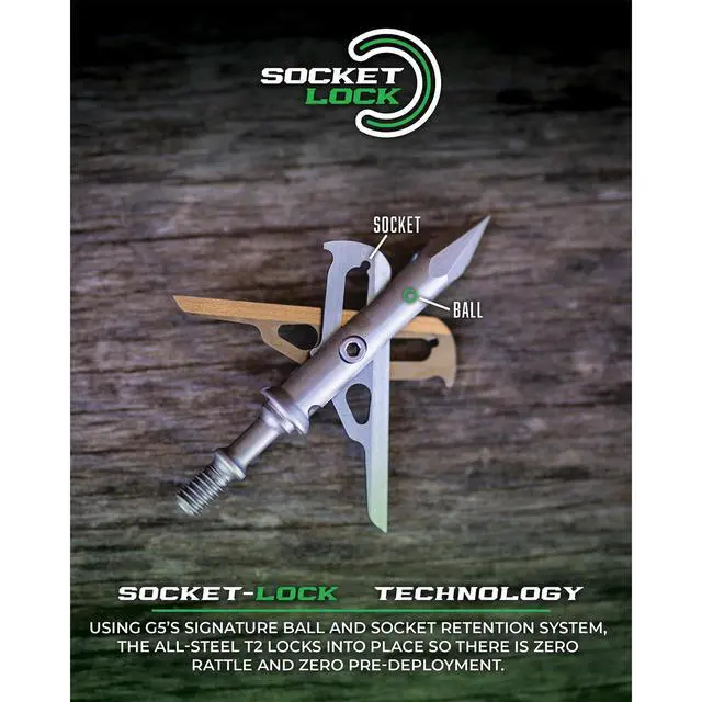 Alt view image 3 of 7 - G5 T2 Expandable 2-Blade Broadheads | 3-Pack | 100/125 Grains | Razor Sharp 2" Cutting Diameter Mechanical Blades | Screw in | Compound & Recurve Compatible