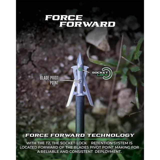 Alt view image 4 of 7 - G5 T2 Expandable 2-Blade Broadheads | 3-Pack | 100/125 Grains | Razor Sharp 2" Cutting Diameter Mechanical Blades | Screw in | Compound & Recurve Compatible