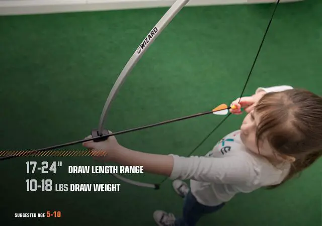 Alt view image 4 of 7 - Wizard Bow for Youth, Recommended Ages 5-10, Ambidextrous, Continuous Draw Weight Up to 18 lb., Continuous Draw Length Up to 24-inches