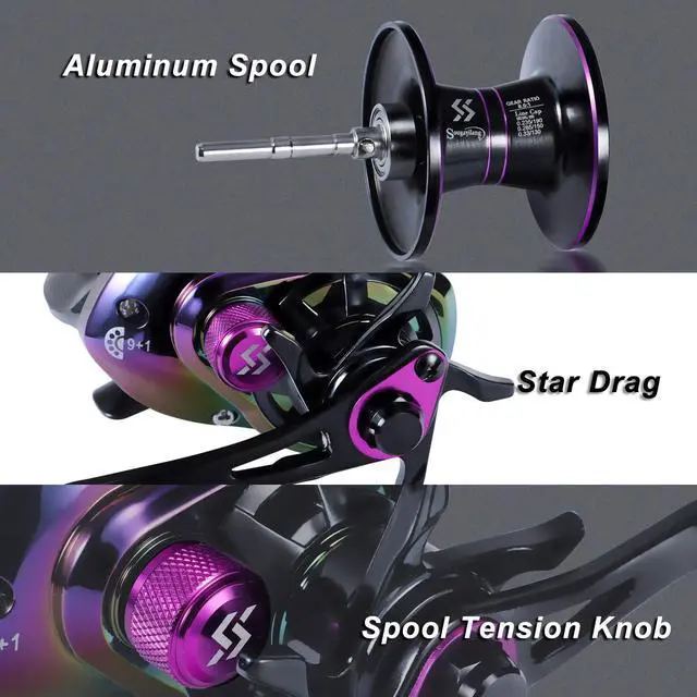 Alt view image 5 of 7 - Baitcasting Fishing Reel High Speed Baitcaster with 9+1 Ball Bearings, Gear Ratio 8.0:1, Magnetic Brake System Power Handle Casting Reels