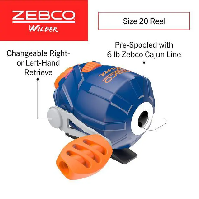 Alt view image 3 of 7 - Wilder Fishing Reel and Rod Combo, 4'3" Durable Fiberglass Rod with Built-In Carabiner, Patented No-Tangle Reel, Pre-Spooled with 6-Pound Cajun Fishing Line