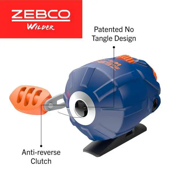 Alt view image 4 of 7 - Wilder Fishing Reel and Rod Combo, 4'3" Durable Fiberglass Rod with Built-In Carabiner, Patented No-Tangle Reel, Pre-Spooled with 6-Pound Cajun Fishing Line