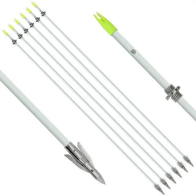 Main image of 6 PCS/12PCS 36 Inch Bowfishing Arrows 8mm Fishing Arrow Fiberglass Arrow with Broadhead for Slingshot Archery Hunting Fishing