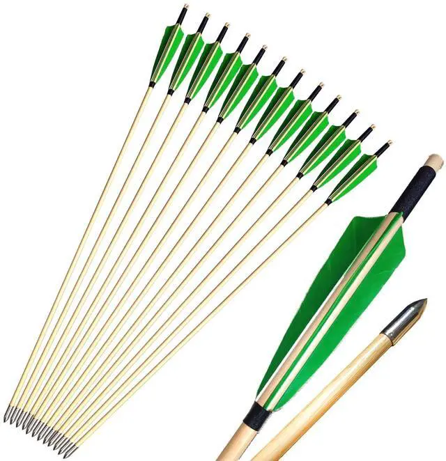 Main image of Wooden Arrows Archery Handmade Arrows 33inch Shaft with Turkey Feather Fletching for Recurve Bow Longbow Hunting Practice 12PACK