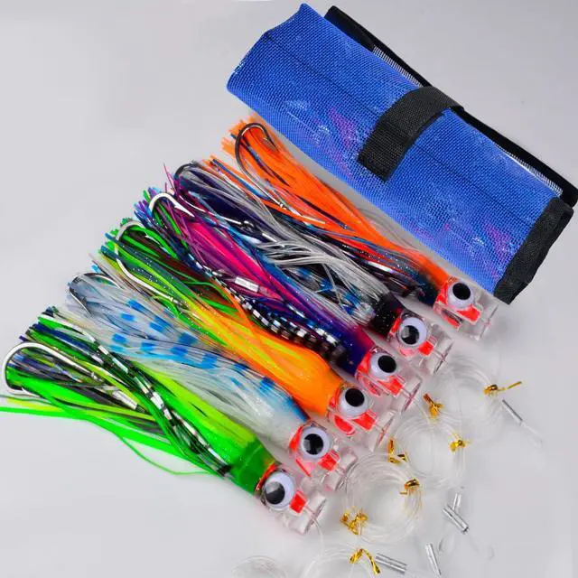 Alt view image 4 of 7 - Fishing Trolling Lures - Big Game Deep Sea Fishing Saltwater Rigged Trolling Lure for Marlin Tuna Wahoo Mahi Dolphin - 6-9 inch 6pcs Bait Set with Mesh Bag