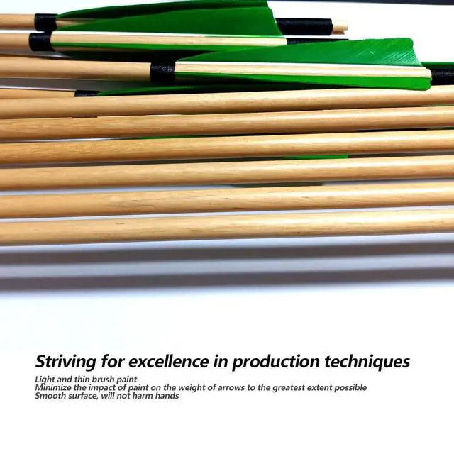 Alt view image 6 of 7 - Wooden Arrows Archery Handmade Arrows 33inch Shaft with Turkey Feather Fletching for Recurve Bow Longbow Hunting Practice 12PACK